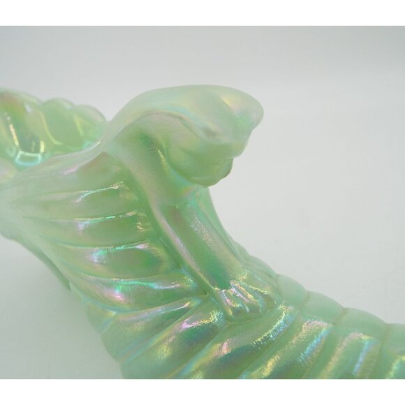 Vintage Fenton Iridescent Jadeite Glass Shoe Cat Head Handmade in USA - Picture 10 of 12
